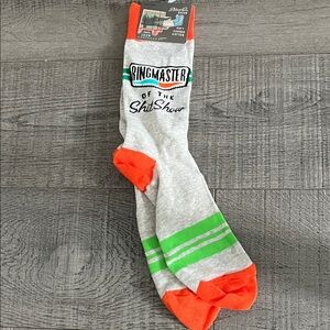 Blue Q Gray and Orange Ringmaster Socks